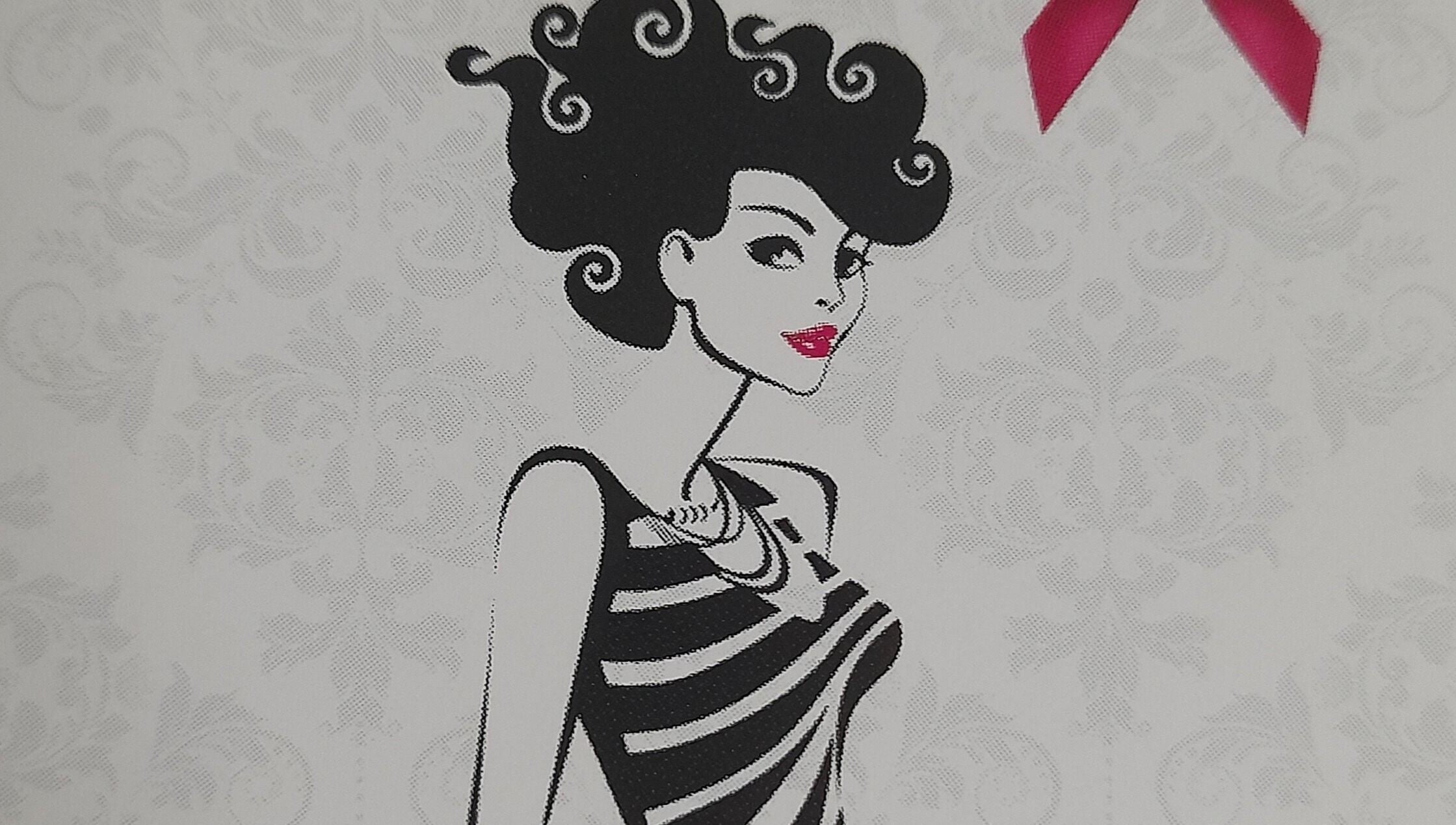 Stylish woman illustration at Amandas Beauty Room, Bridgend, Cymru, GB with curly hair and striped outfit.