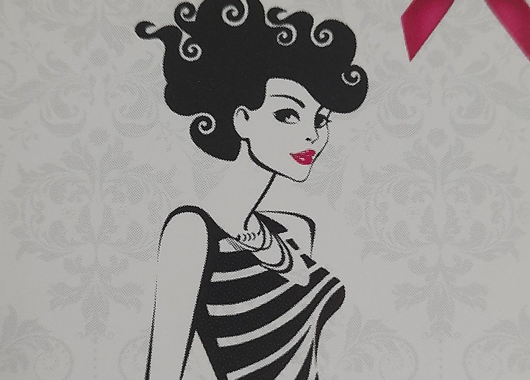 Stylish woman illustration at Amandas Beauty Room, Bridgend, Cymru, GB with curly hair and striped outfit.