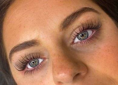 Detailed view of expertly applied lashes at Bare Beauty, Bournemouth, England, GB.