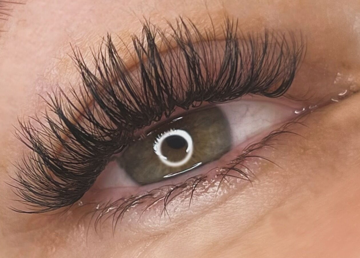 Close-up of voluminous eyelashes at Lash & Glow Beauty Studio, Elmira, Ontario, CA.