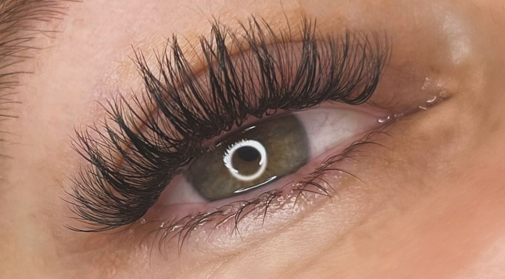 Close-up of voluminous eyelashes at Lash & Glow Beauty Studio, Elmira, Ontario, CA.