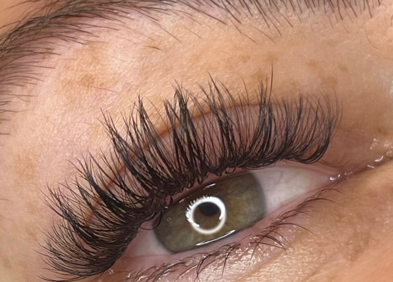 Close-up of expertly crafted eyelashes at Lash & Glow Beauty Studio, Elmira, Ontario, CA.
