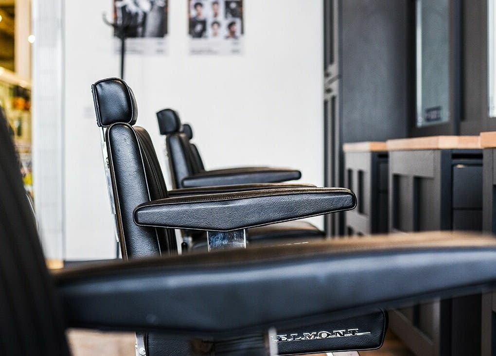 Modern salon chairs at Gould Barbers Mansfield, Mansfield, England, GB, showcasing a sleek and inviting space.