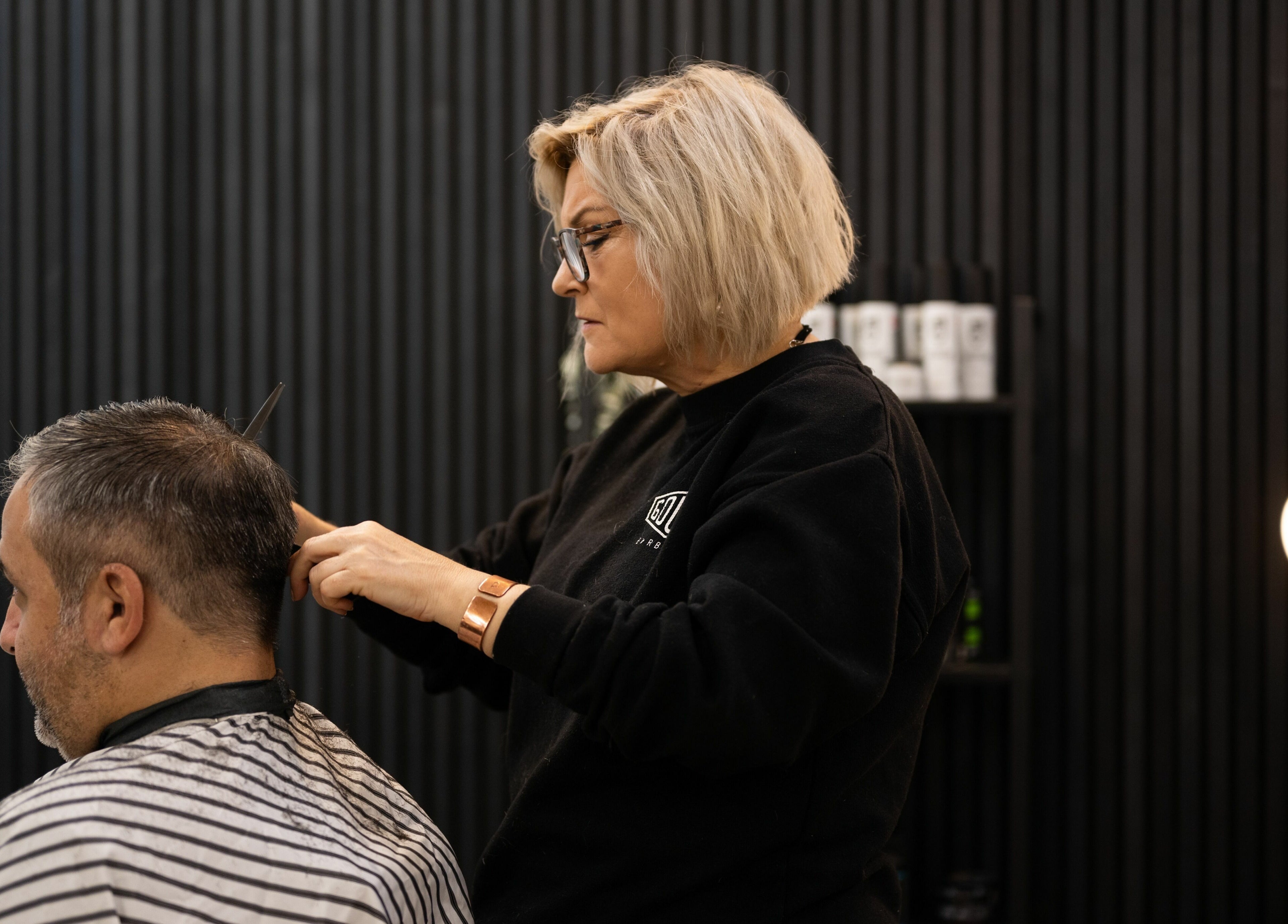 Professional haircut at Gould Barbers Horsham, Horsham, England, GB, showcasing expert styling.