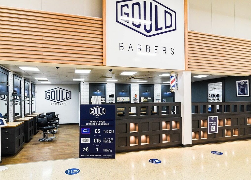 Gould Barbers Coventry entrance showcasing sleek interior in Coventry, England, GB.