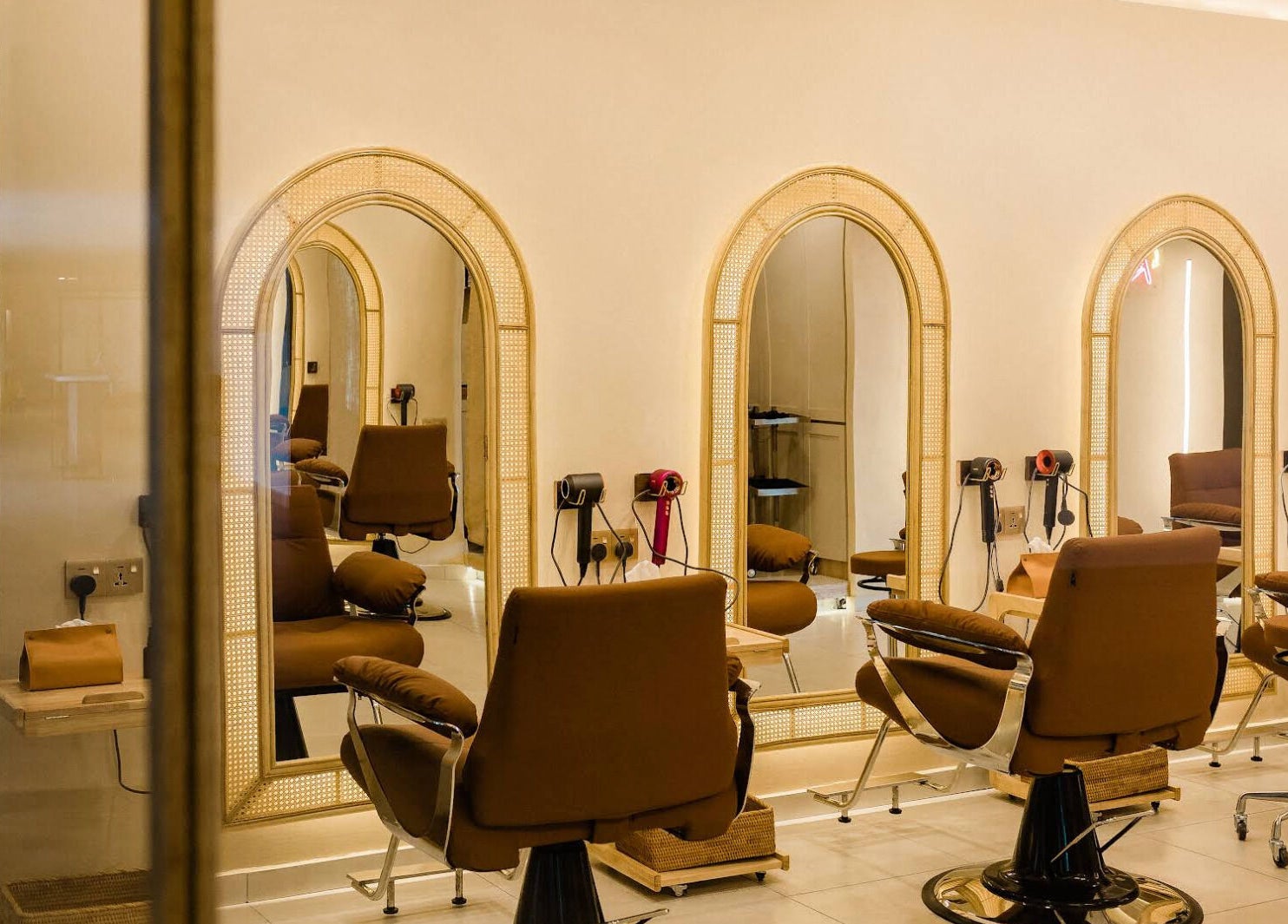 Elegant salon chairs and mirrors at Maldon Salon, Kuala Lumpur, Wilayah Persekutuan Kuala Lumpur, MY.