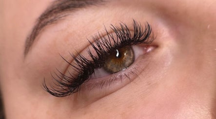 Close-up of eyelash extensions at Livvie’s Beauty Marlborough in Marlborough, England, GB.