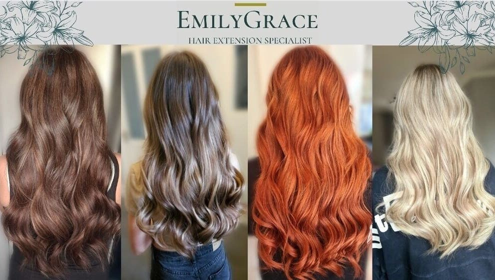 Variety of hair extensions at Emily Grace Extensions, Billingham, England, GB showcasing vibrant, wavy styles.