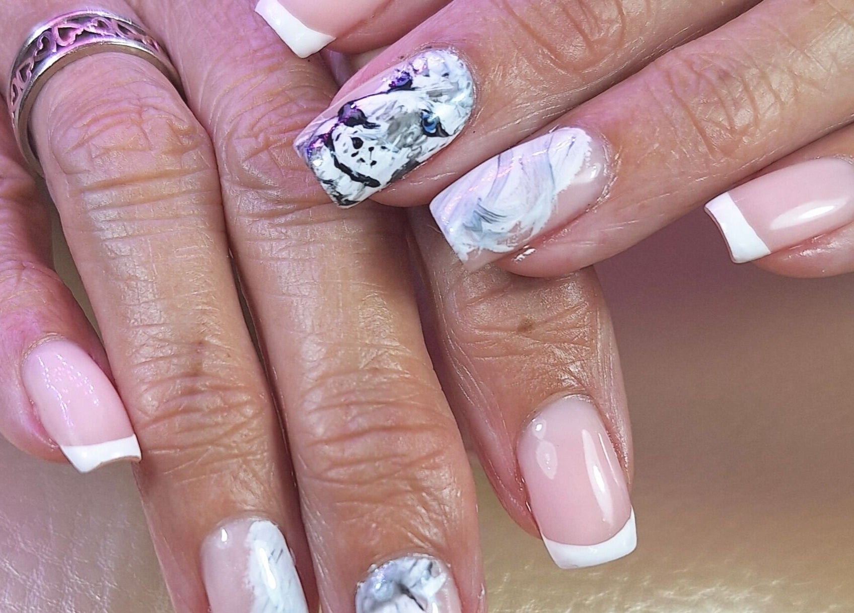 Elegant nail art with French tips at michdylan, Benoni, Gauteng, ZA.