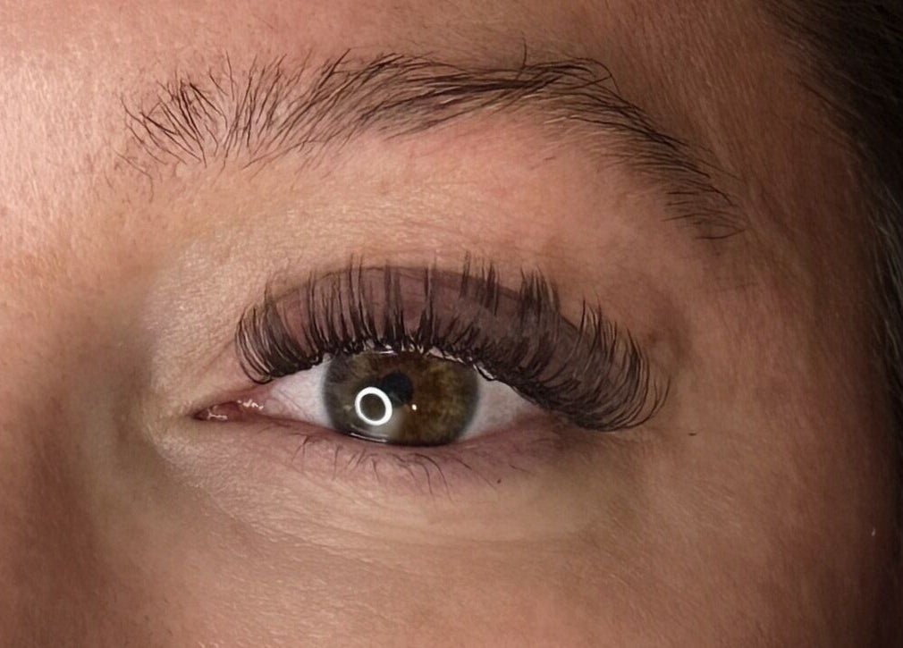 Close-up of an eye with lush eyelashes at The Glam Lab, Richmond, British Columbia, CA.