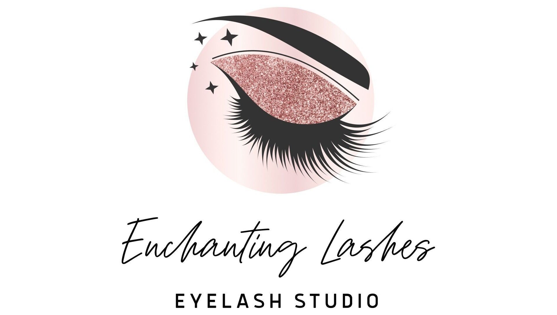 Elegant logo of Enchanting Lashes, Rustenburg, North West, ZA, featuring glittery eyelash design.