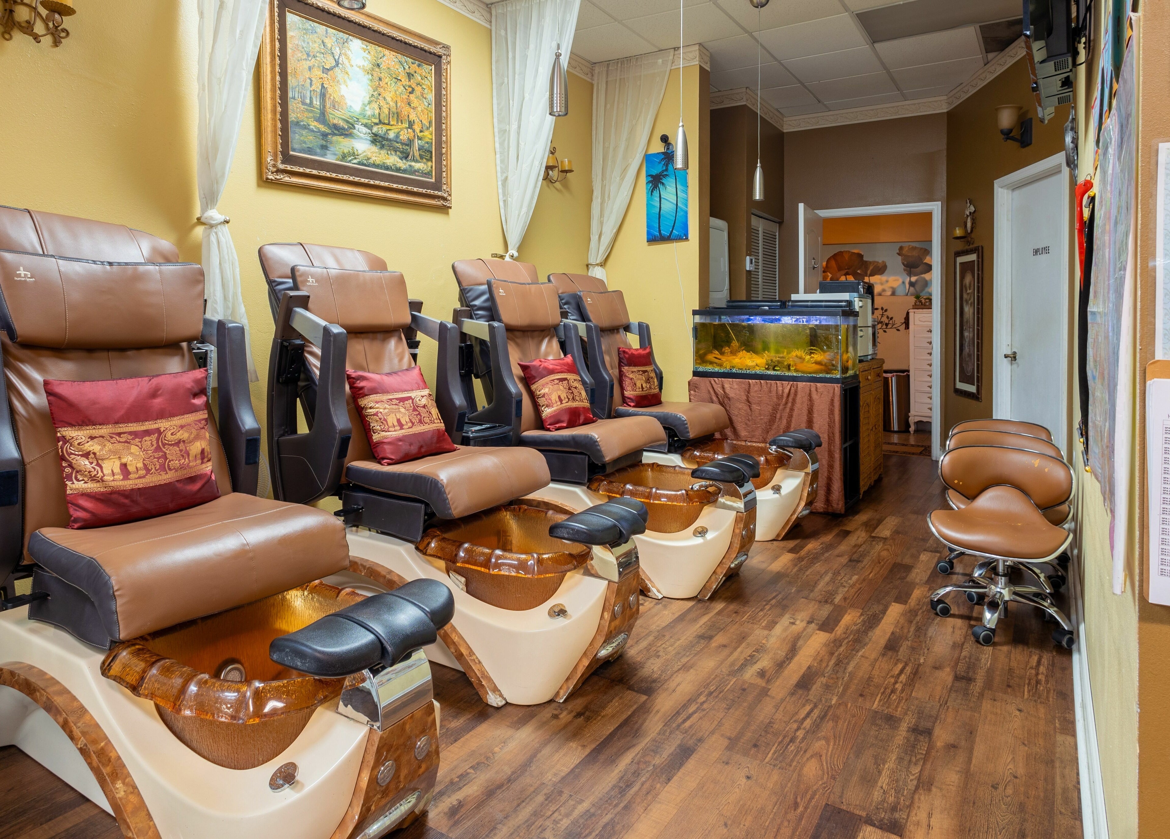 Pedicure chairs at Perfection Nails and Spa, Merritt Island, Florida, US, offering a luxury experience.