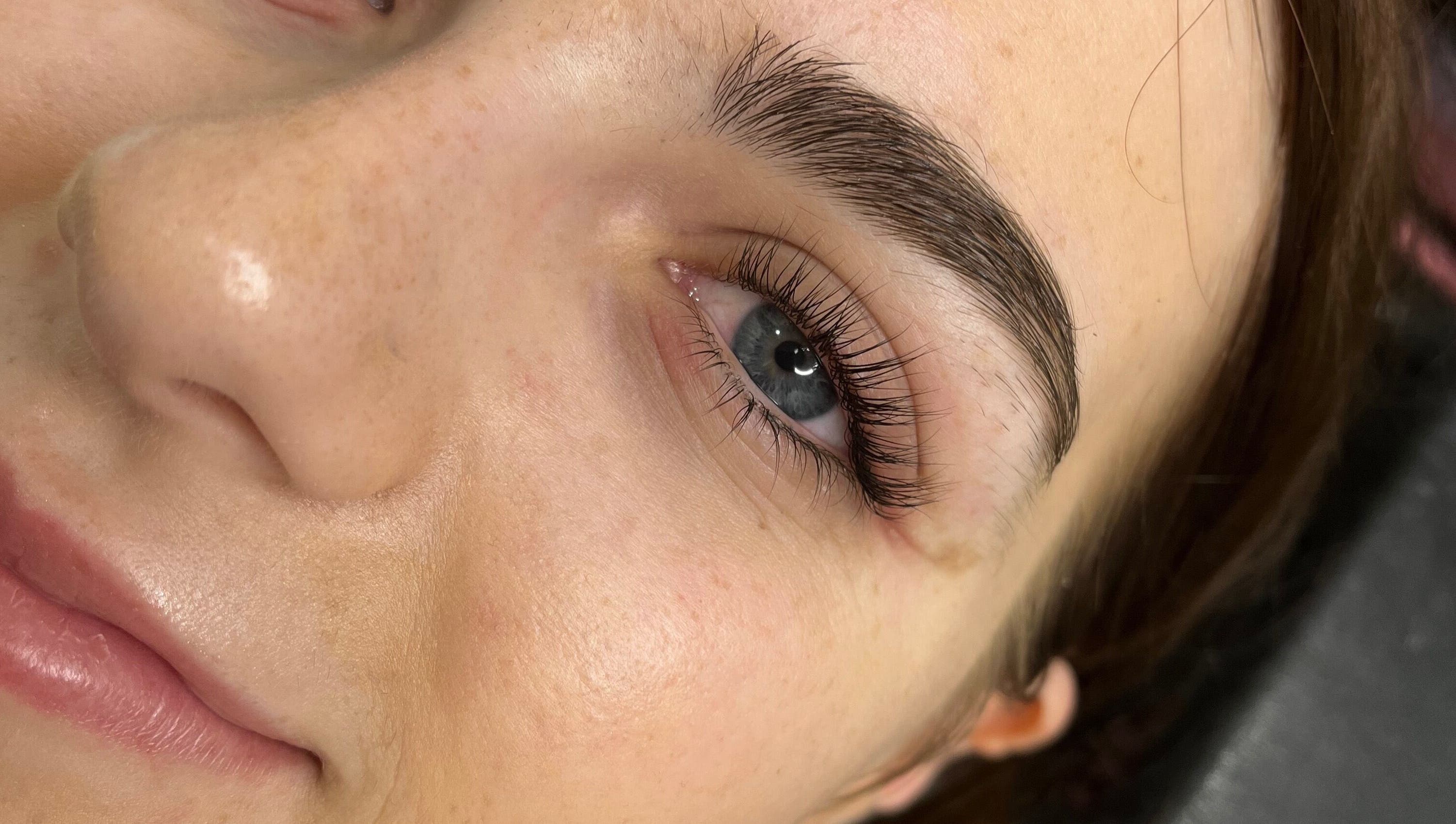 Close-up of refined lash and brow by Lash and Thread in Whalan, New South Wales, AU.