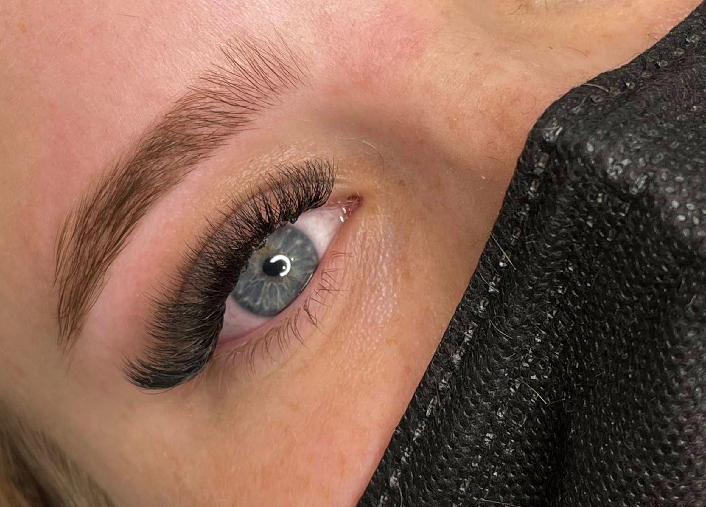 Close-up of beautifully styled eyelashes at Lash and Thread, Whalan, New South Wales, AU.