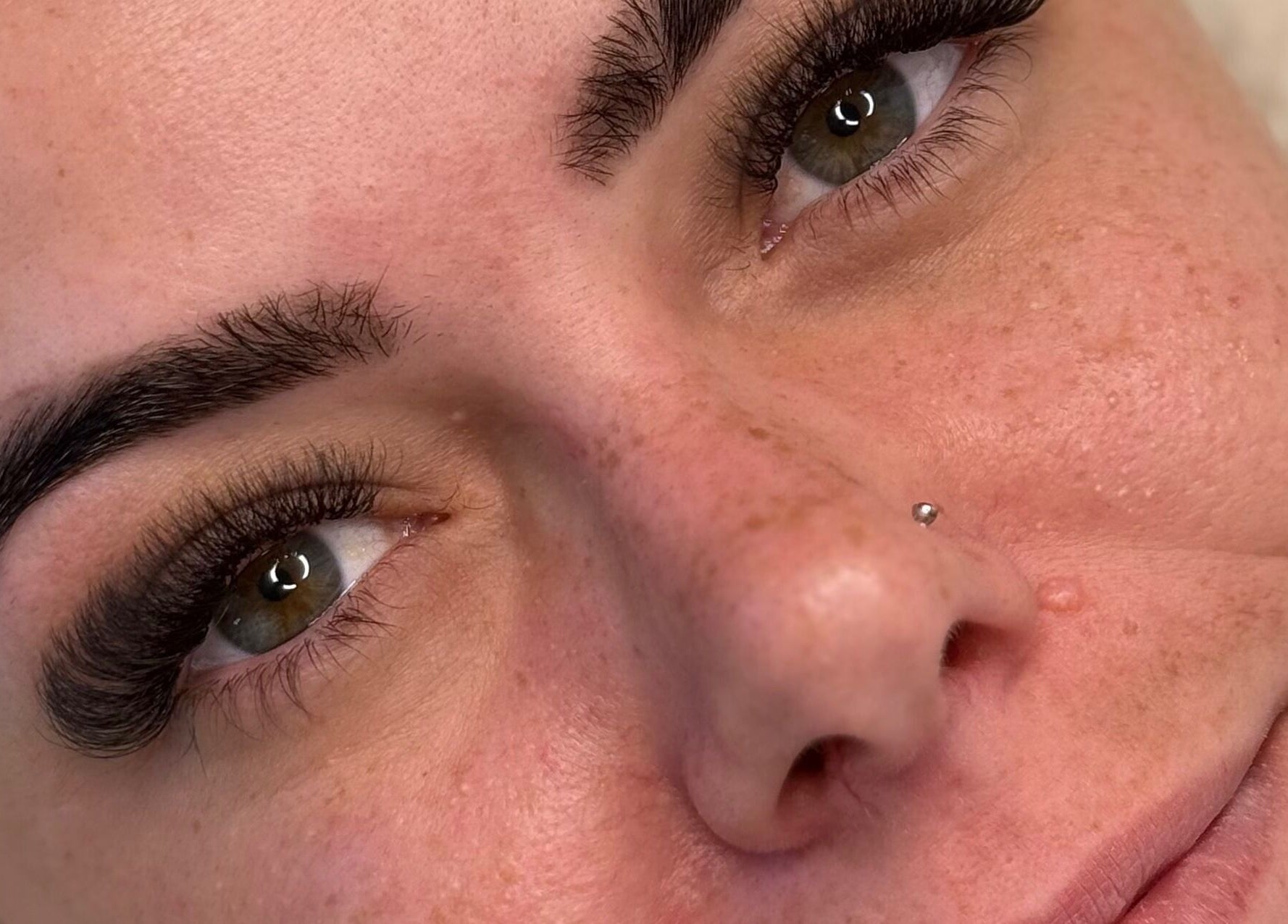 Close-up of eyelash extensions at Lash and Thread in Whalan, New South Wales, AU.