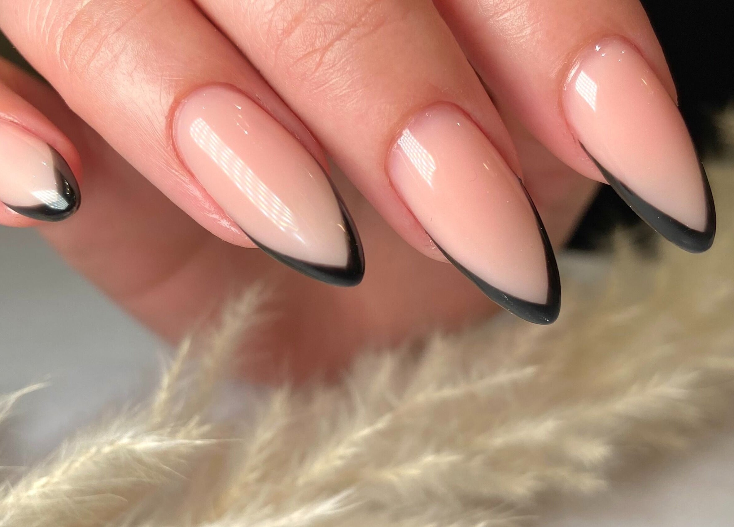 Elegant black-tipped nails at Nails By Dash Beauty Salon, دبي, دبي, AE, showcasing sophistication.