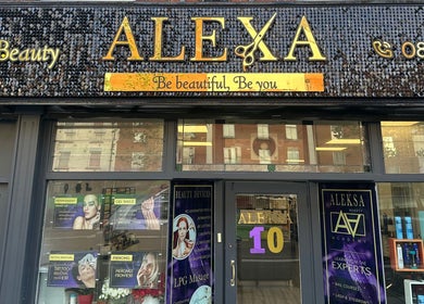 Front view of Aleksa Hair and Beauty salon in Dublin, County Dublin, IE, showcasing its elegant entrance.