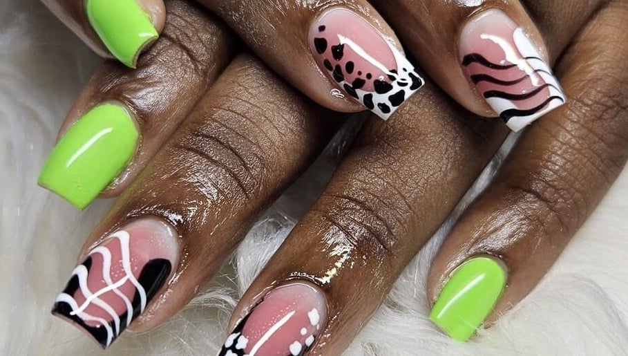 Vibrant green and creative nail art at Jai'sNails, Bridgetown, Saint Michael, BB.