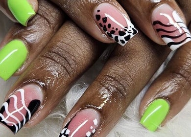 Vibrant green and creative nail art at Jai'sNails, Bridgetown, Saint Michael, BB.