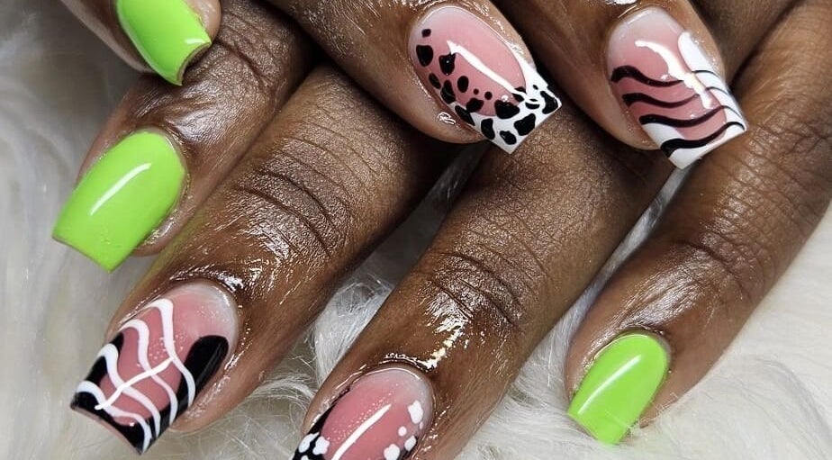 Vibrant green and creative nail art at Jai'sNails, Bridgetown, Saint Michael, BB.