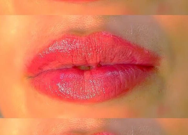 Close-up of vibrant lips at Bee Beauty Aesthetics, Southampton, England, GB.