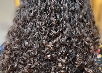 Close-up of styled curly hair at The Curl Studio, Cullompton, England, GB.