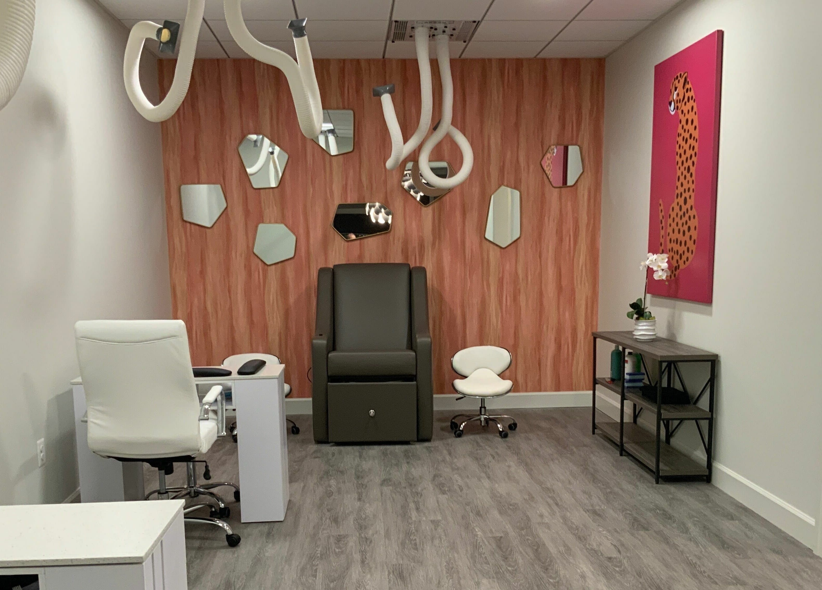 Modern salon interior at Indulge at Sky Bridge at Town Center, Upper Marlboro, Maryland, US.