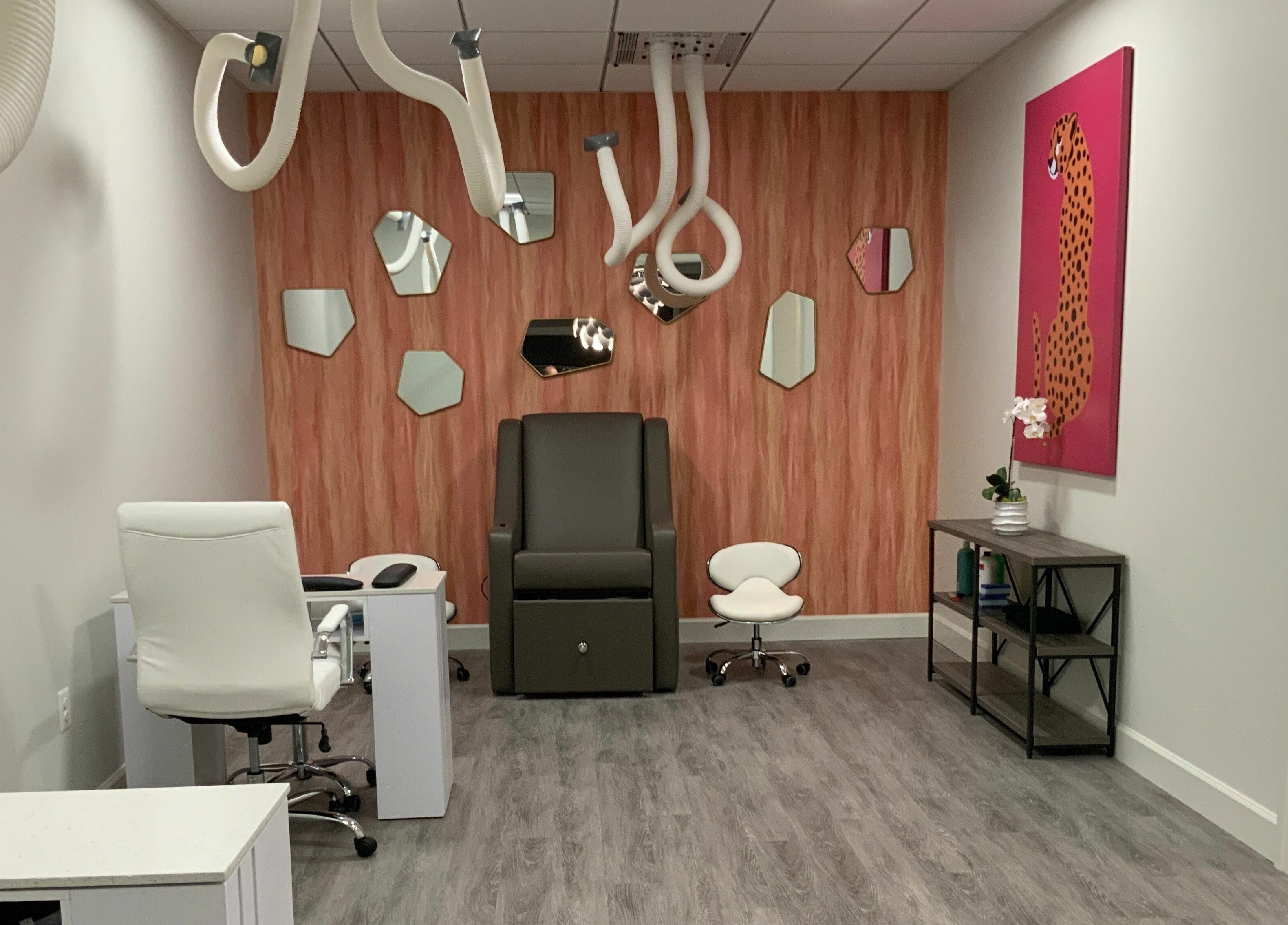 Modern salon interior at Indulge at Sky Bridge at Town Center, Upper Marlboro, Maryland, US.
