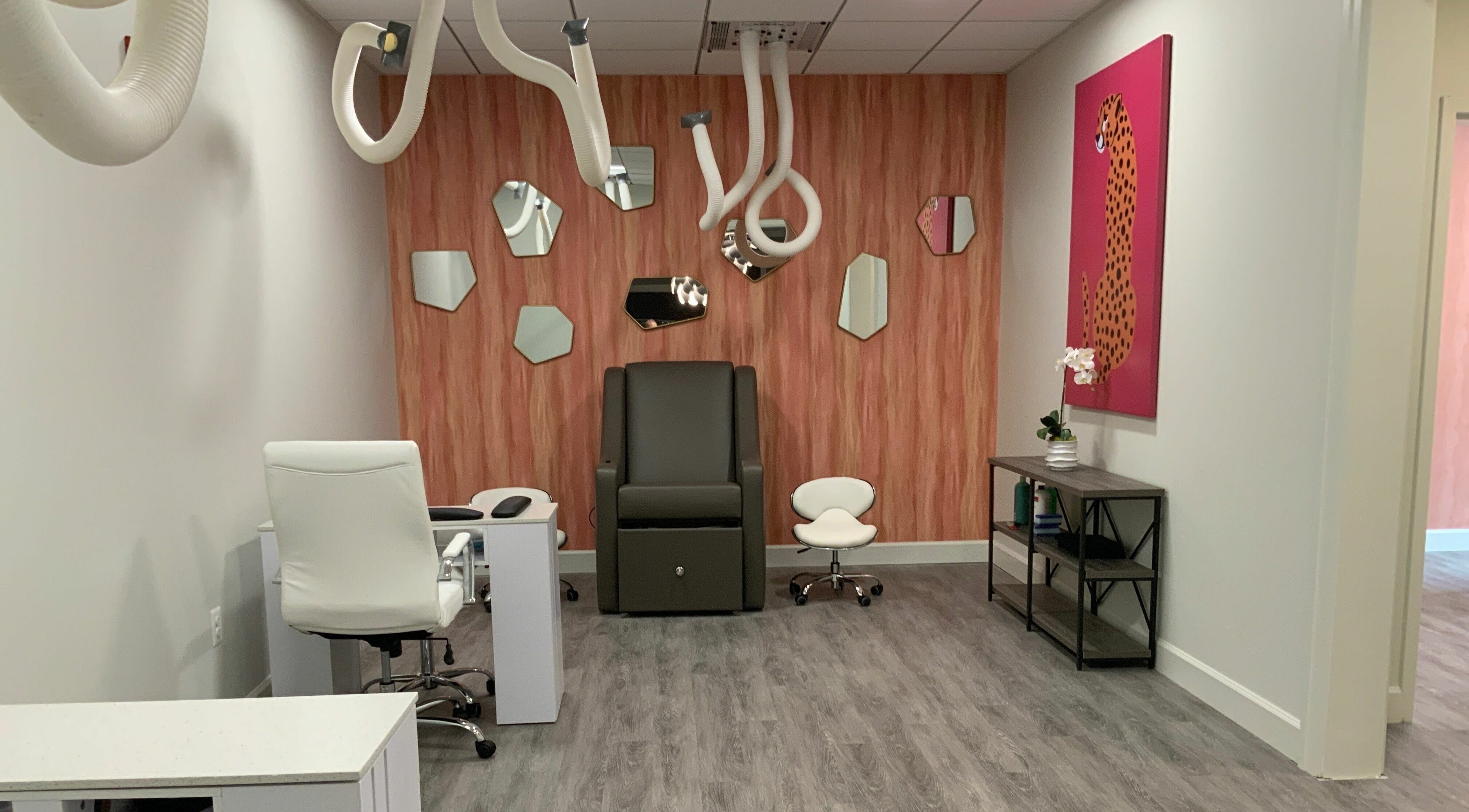 Modern salon interior at Indulge at Sky Bridge at Town Center, Upper Marlboro, Maryland, US.