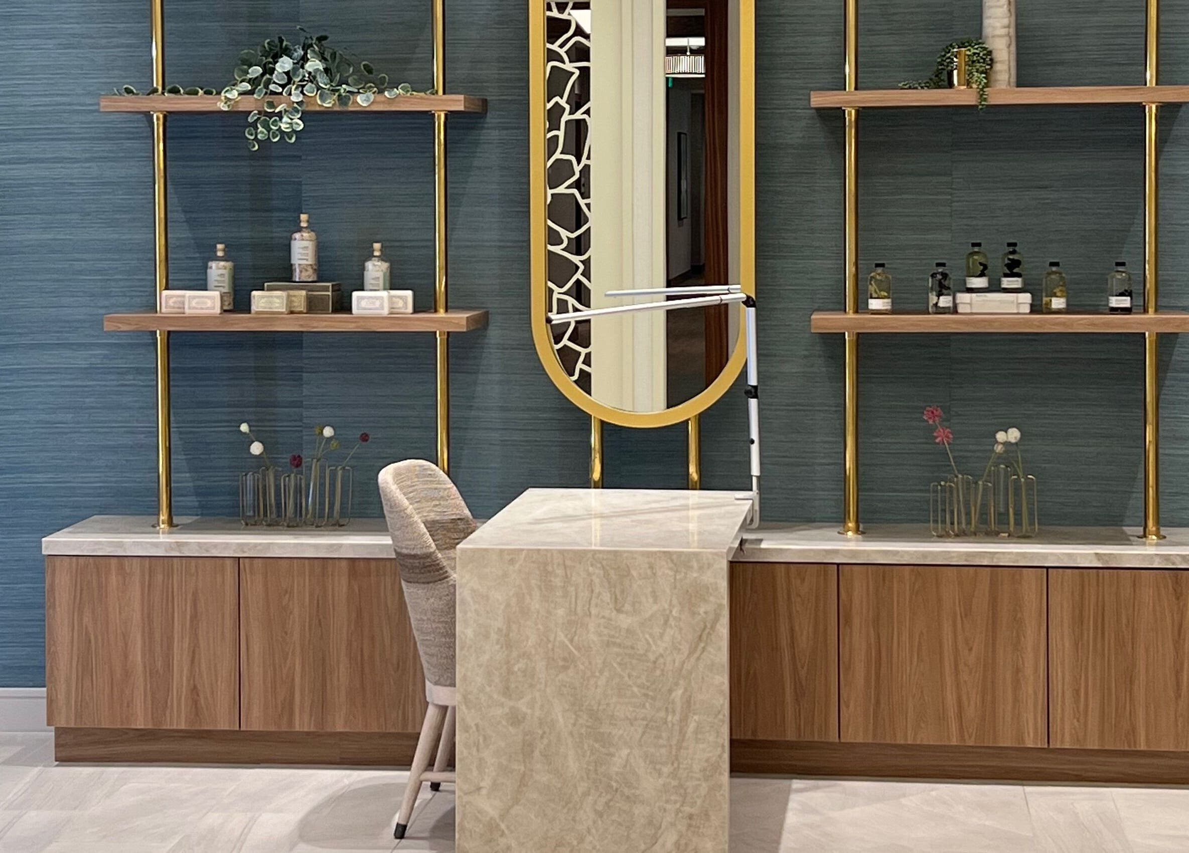 Sophisticated salon decor at Indulge at Clearwater at the Heights, Houston, Texas, US.