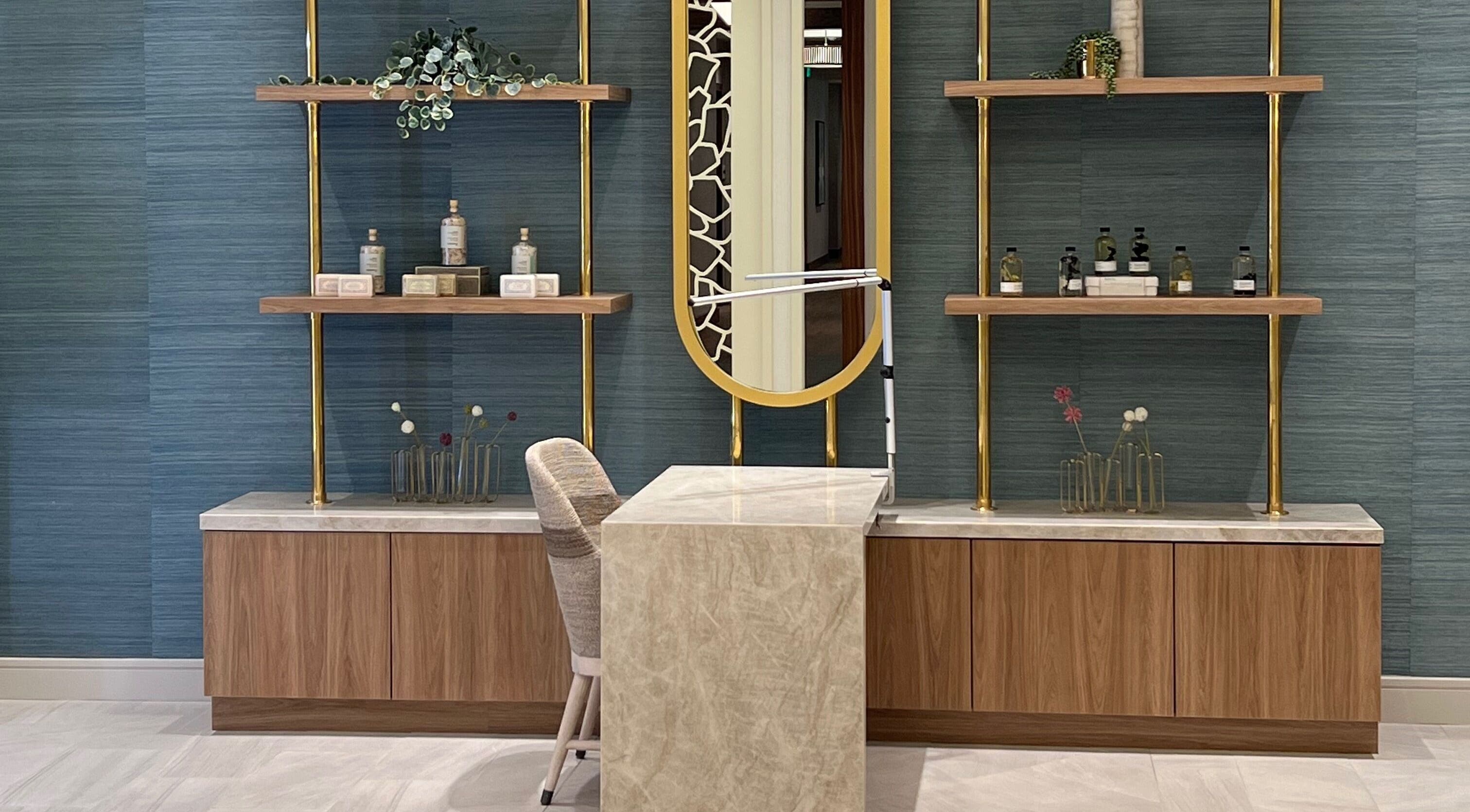 Sophisticated salon decor at Indulge at Clearwater at the Heights, Houston, Texas, US.