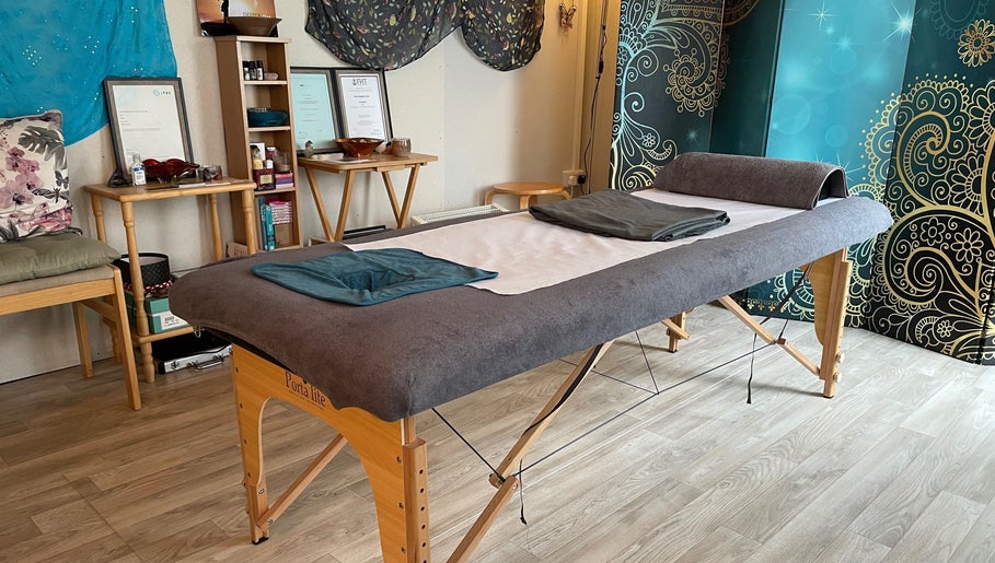Relaxing massage room at ‘Me Time!’ Massage And Well Being, Weston-super-Mare, England, GB.