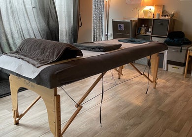 Cozy massage room at ‘Me Time!’ Massage And Well Being in Weston-super-Mare, England, GB.