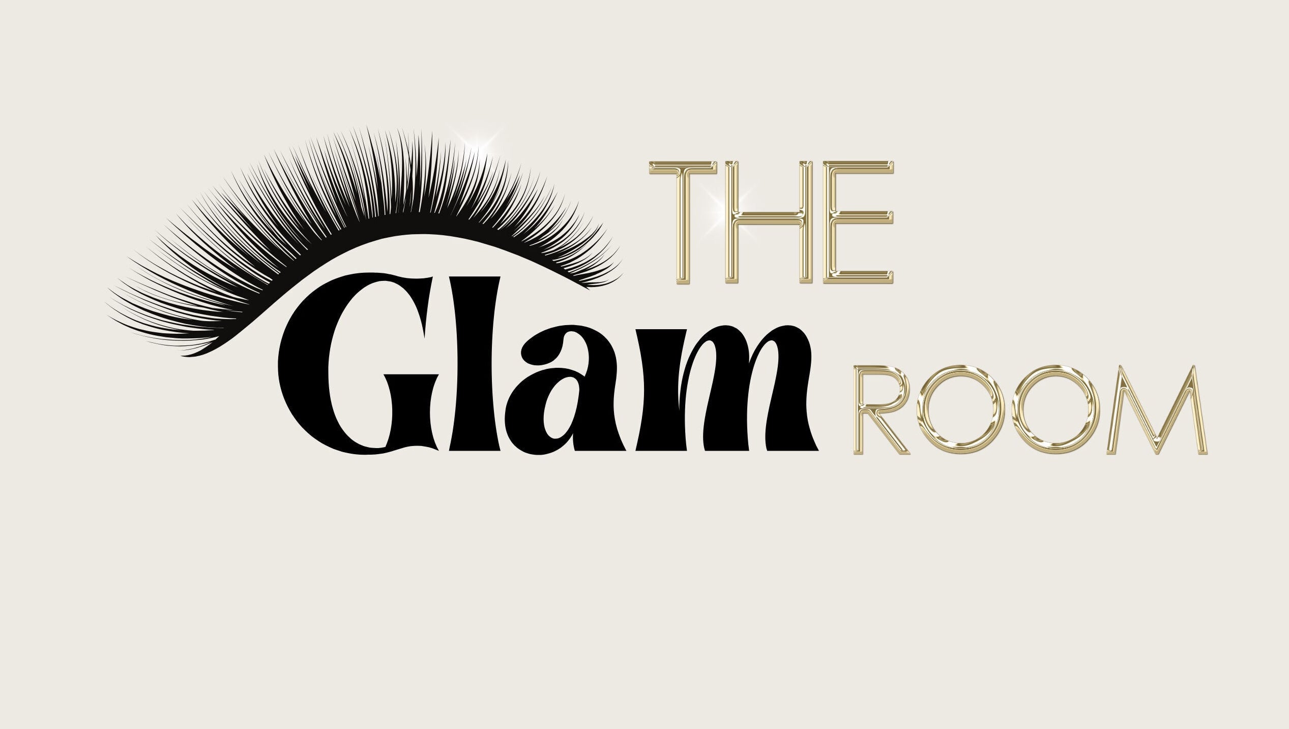 The Glam Room Hertford logo featuring a stylized eyelash, located in Hertford, England, GB.