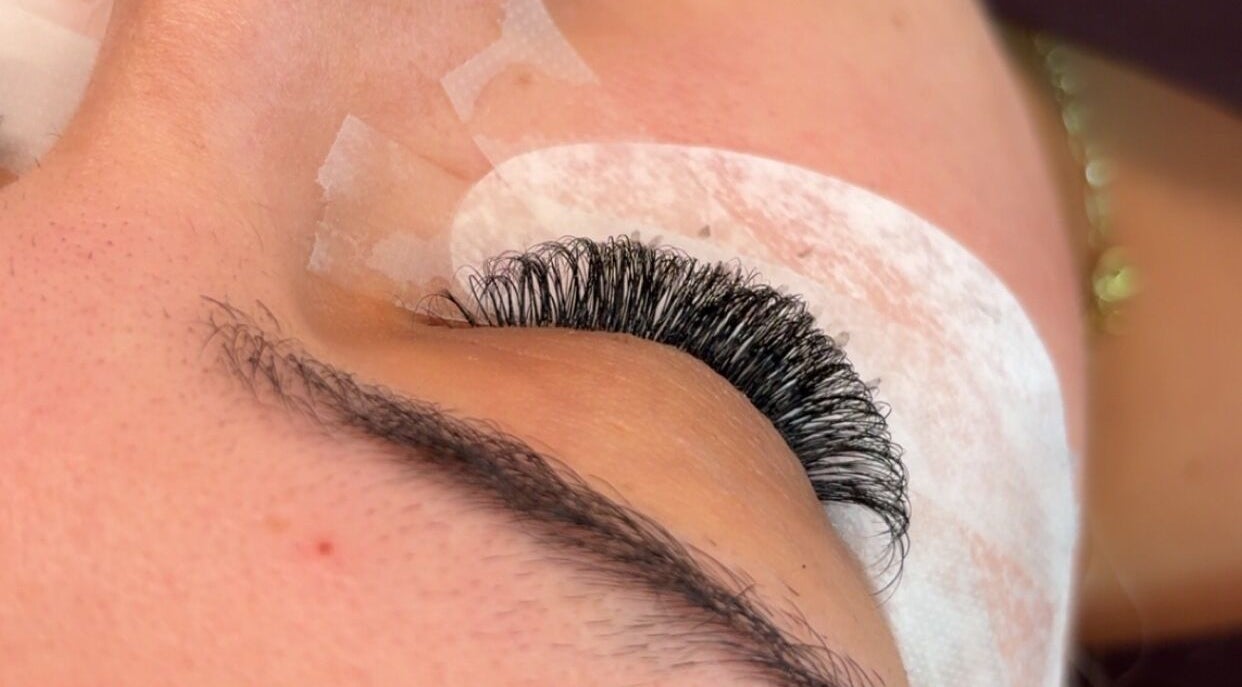 Close-up view of eyelash extensions at The Glam Room Hertford, Hertford, England, GB.