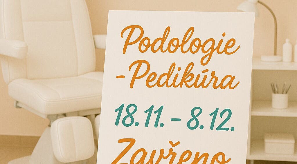 Nápis na ceduli uvnitř salonu All Pedi - Alena Jelínková, Vyškov, Jihomoravský Kraj, CZ.