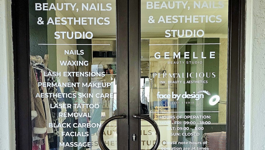 Entrance to Permalicious Ink, Beauty and Aesthetics, Sandton, Gauteng, ZA, showcasing beauty services.