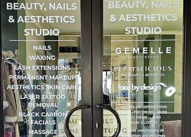 Entrance to Permalicious Ink, Beauty and Aesthetics, Sandton, Gauteng, ZA, showcasing beauty services.