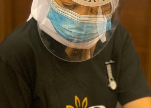 Staff at Aora Spa and Wellness Kuala Langat in protective gear, Telok Panglima Garang, Selangor, MY.