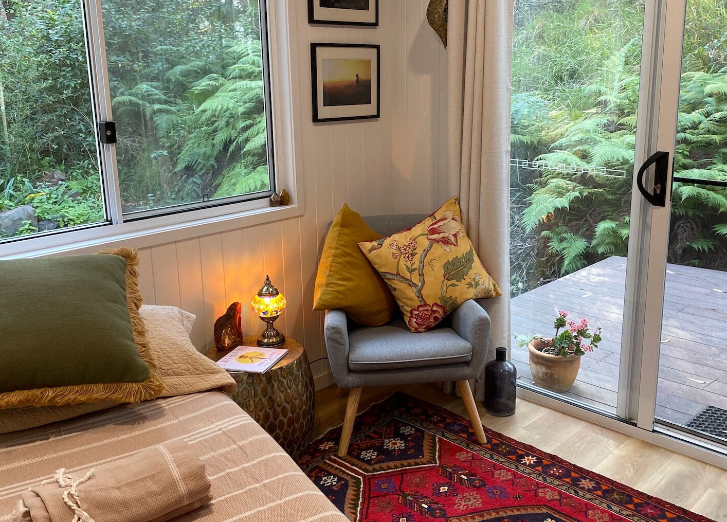 Tranquil room at Amaroo Wellness in Landers Shoot, Queensland, AU with lush garden view.