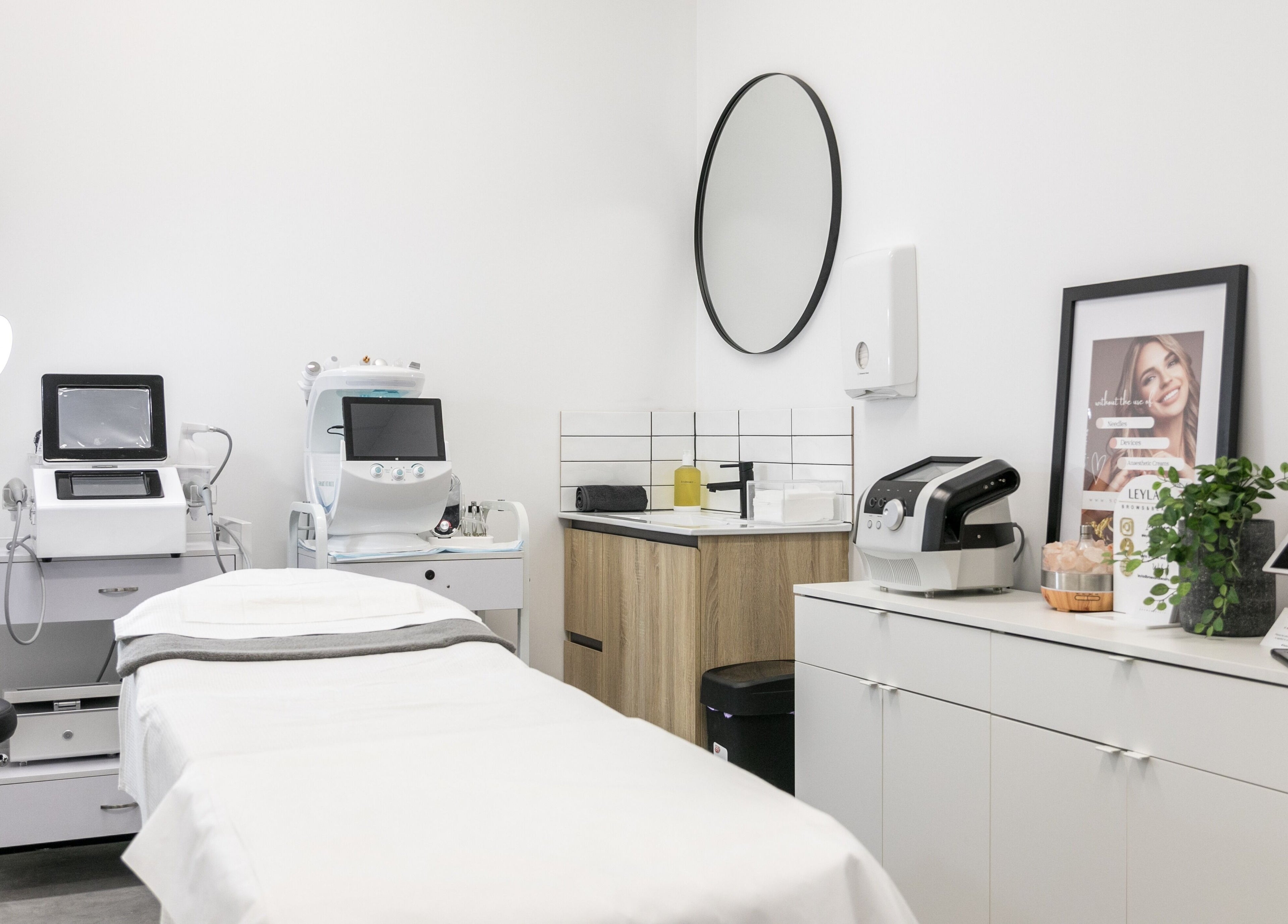 Modern treatment room at Leyla D Skin Body Brows in Werribee, Victoria, AU. Equipped for skin and body treatments.