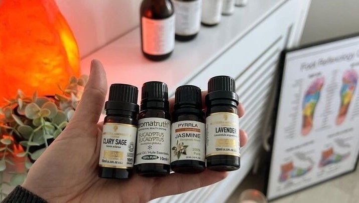 Essential oils at Palm Spa in Torquay, England, GB, creating a relaxing aromatherapy experience.