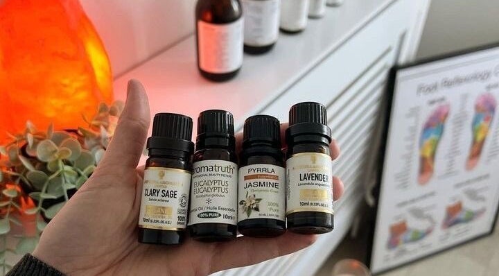 Essential oils at Palm Spa in Torquay, England, GB, creating a relaxing aromatherapy experience.