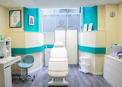 Spacious, elegant treatment room at JK Aesthetics London, London, England, GB offering premium wellness services.