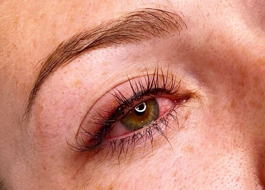 Close-up of eye with natural lashes, showcased at Made&Marked by AmyLouise, Whangarei, Northland, NZ.