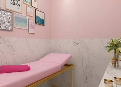 Relaxing treatment room at Pink Parlour Plaza Indonesia, Daerah Khusus Ibukota Jakarta, ID with pink decor.