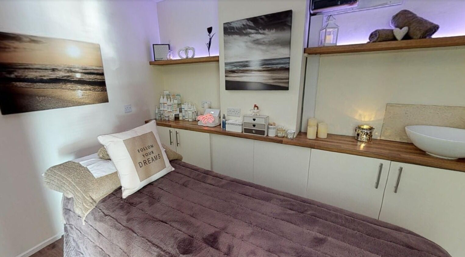 Tranquil treatment room at Your Beauty Secret in Brighouse, England, GB, featuring cozy decor and calming tones.