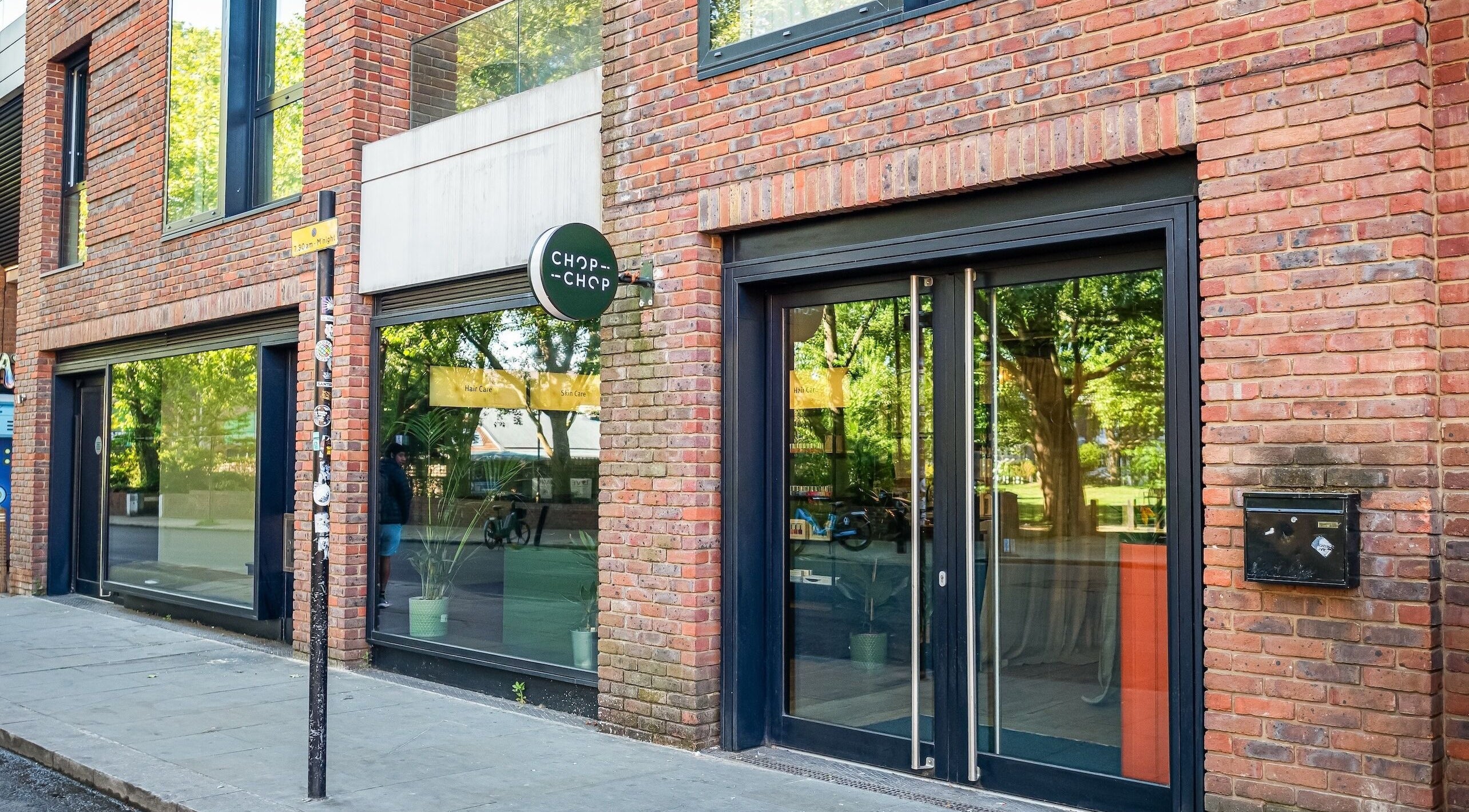 Exterior of Chop Chop London Camden, a modern brick venue in London, England, GB.