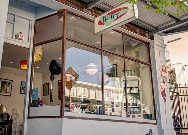 Exterior of Doowop Hair in Fremantle, Western Australia, AU, showcasing stylish salon front.