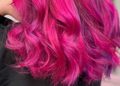 Vibrant pink and purple hair styled at Hive Hair Lounge, Saint Helier, St Helier, JE.